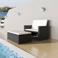 2 Piece Garden Lounge Set with Cushions Poly Rattan Black Outdoor Furniture Kings Warehouse 