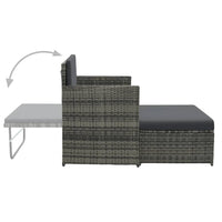 2 Piece Garden Lounge Set with Cushions Poly Rattan Grey Kings Warehouse 