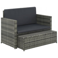 2 Piece Garden Lounge Set with Cushions Poly Rattan Grey Kings Warehouse 