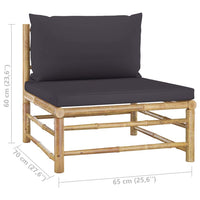 2 Piece Garden Lounge Set with Dark Grey Cushions Bamboo Outdoor Furniture Kings Warehouse 