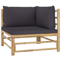 2 Piece Garden Lounge Set with Dark Grey Cushions Bamboo Outdoor Furniture Kings Warehouse 