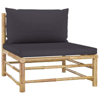 2 Piece Garden Lounge Set with Dark Grey Cushions Bamboo Outdoor Furniture Kings Warehouse 