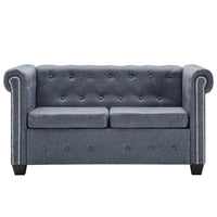 2-Seater Chesterfield Sofa Artificial Suede Leather Grey Kings Warehouse 