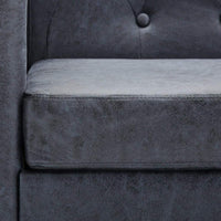 2-Seater Chesterfield Sofa Artificial Suede Leather Grey Kings Warehouse 