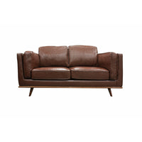2 Seater Faux Leather Sofa Brown Modern Lounge Set for Living Room Couch with Wooden Frame Sofas Kings Warehouse 