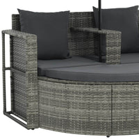 2 Seater Garden Sofa with Cushions and Parasol Grey Poly Rattan Kings Warehouse 