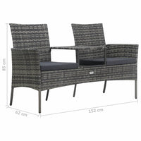 2-Seater Garden Sofa with Tea Table Poly Rattan Anthracite Kings Warehouse 