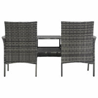 2-Seater Garden Sofa with Tea Table Poly Rattan Anthracite Kings Warehouse 