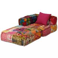 2-Seater Modular Sofa Bed Fabric Patchwork Kings Warehouse 