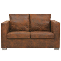 2-Seater Sofa 137x73x82 cm Artificial Suede Leather Kings Warehouse 