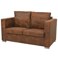 2-Seater Sofa 137x73x82 cm Artificial Suede Leather Kings Warehouse 