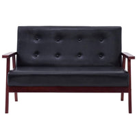 2-Seater Sofa Black Faux Leather Kings Warehouse 