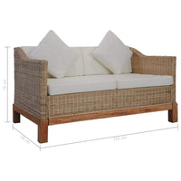 2-Seater Sofa with Cushions Natural Rattan Kings Warehouse 
