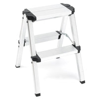 2-Step Portable Folding Ladder, Aluminum Frame Lightweight Home Ladder with Anti Slip Design, 150KG Capacity Kings Warehouse 