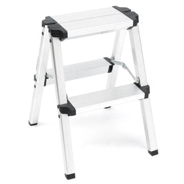 2-Step Portable Folding Ladder, Aluminum Frame Lightweight Home Ladder with Anti Slip Design, 150KG Capacity Kings Warehouse 