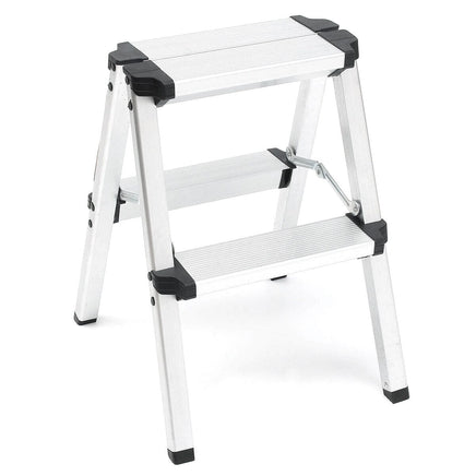 2-Step Portable Folding Ladder, Aluminum Frame Lightweight Home Ladder with Anti Slip Design, 150KG Capacity Kings Warehouse 