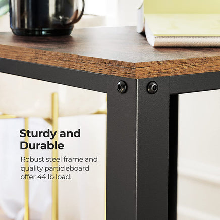 2-Tier Side Table with Storage Shelf with Metal Frame Rustic Brown bedroom furniture Kings Warehouse 