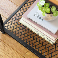 2-Tier Side Table with Storage Shelf with Metal Frame Rustic Brown bedroom furniture Kings Warehouse 