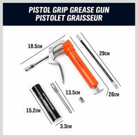 2-WAY Mini Grease Gun Manual Pistol Grip With 3OZ Cartridge Flexi Hose & Coupler Kings Warehouse 