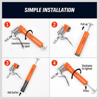 2-WAY Mini Grease Gun Manual Pistol Grip With 3OZ Cartridge Flexi Hose & Coupler Kings Warehouse 