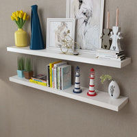 2 White  Floating Wall Display Shelves Book/DVD Storage