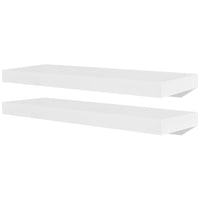 2 White MDF Floating Wall Display Shelves Book/DVD Storage Kings Warehouse 