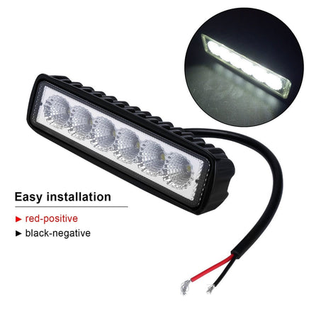 2 x 6inch 18W LED Work Light Bar Driving Lamp Flood Truck Offroad MINING UTE 4WD Kings Warehouse 