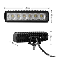 2 x 6inch 18W LED Work Light Bar Driving Lamp Flood Truck Offroad MINING UTE 4WD Kings Warehouse 