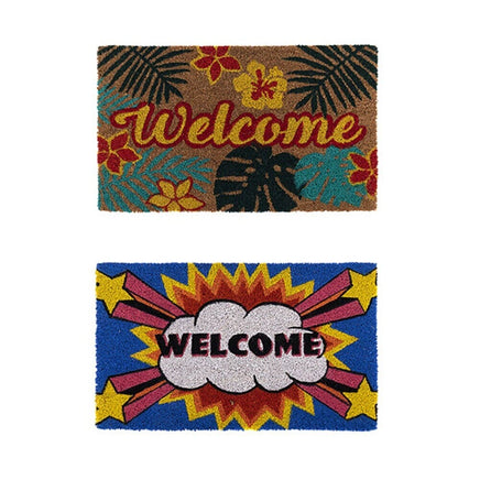 2 x Doormat for Front Door Entryway Cursive Natural Coconut Coir Floor mat Outdoor 45x75cm Kings Warehouse 