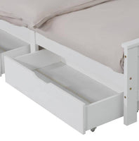 2 x Wooden Bed Frame Storage Trundle Drawers-White Kings Warehouse 