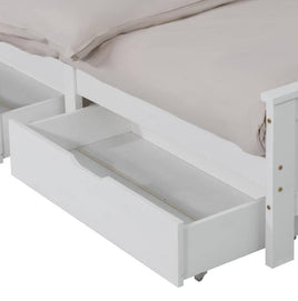 2 x Wooden Bed Frame Storage Trundle Drawers-White Kings Warehouse 