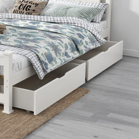 2 x Wooden Bed Frame Storage Trundle Drawers-White Kings Warehouse 