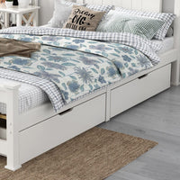 2 x Wooden Bed Frame Storage Trundle Drawers-White Kings Warehouse 