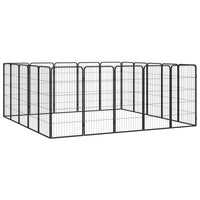 20-Panel Dog Playpen Black 50x100 cm Powder-coated Steel Kings Warehouse 