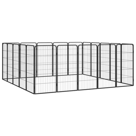 20-Panel Dog Playpen Black 50x100 cm Powder-coated Steel Kings Warehouse 