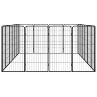 20-Panel Dog Playpen Black 50x100 cm Powder-coated Steel Kings Warehouse 