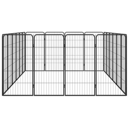 20-Panel Dog Playpen Black 50x100 cm Powder-coated Steel Kings Warehouse 