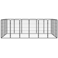 20-Panel Dog Playpen Black 50x100 cm Powder-coated Steel Kings Warehouse 