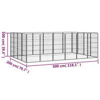 20-Panel Dog Playpen Black 50x100 cm Powder-coated Steel Kings Warehouse 