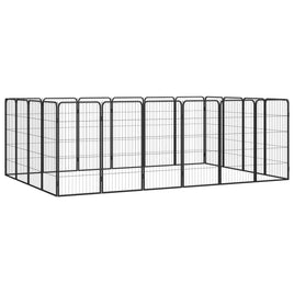 20-Panel Dog Playpen Black 50x100 cm Powder-coated Steel Kings Warehouse 