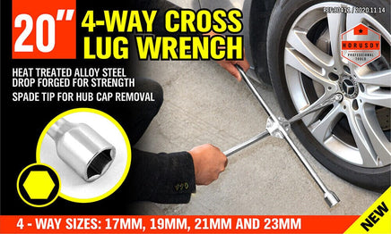 20 Wheel Brace Spanner 4-way Cross Wrench Car Tyre Nut 17 19 21 23mm Socket Kings Warehouse 