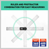 200mm Digital Angle Finder Ruler Protractor Measure Meter Stainless Steel 0-360° Kings Warehouse 