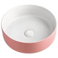 2021 Matte Pink outside Round 360 mm Dia top counter basin porcelain sink Kings Warehouse 
