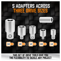 20Pc Socket Extension & Adaptor Set Flexible Joint Reducer Combination Drive Kit Kings Warehouse 