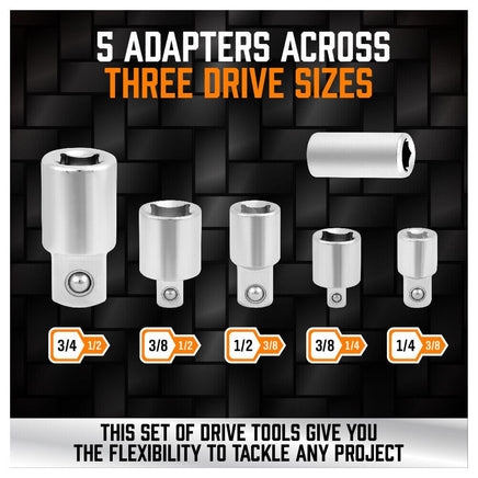 20Pc Socket Extension & Adaptor Set Flexible Joint Reducer Combination Drive Kit Kings Warehouse 