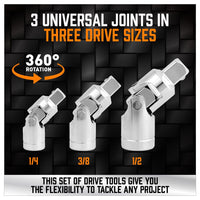 20Pc Socket Extension & Adaptor Set Flexible Joint Reducer Combination Drive Kit Kings Warehouse 