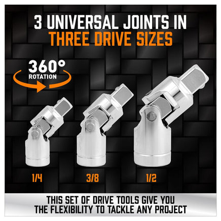 20Pc Socket Extension & Adaptor Set Flexible Joint Reducer Combination Drive Kit Kings Warehouse 