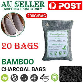 20PCS Air Purifying Bags Activated Bamboo Charcoal Freshener for Car Home Shoes 200g Kings Warehouse 