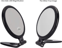 20X Magnifying Hand Mirror Two Sided Use for Makeup Application, Tweezing, and Blackhead/Blemish Removal (10 cm Black) Kings Warehouse 