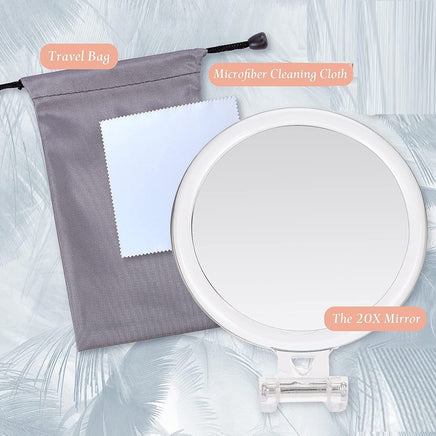 20X Magnifying Hand Mirror Two Sided Use for Makeup Application, Tweezing, and Blackhead/Blemish Removal (15 cm) Kings Warehouse 